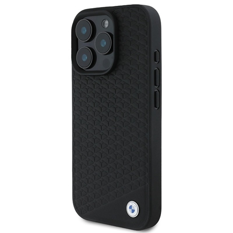 Θήκη BMW Sign Leather Diamond Metal Logo Magsafe Case for iPhone 16 Pro Max (6.7") Black