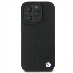 Θήκη BMW Sign Leather Diamond Metal Logo Magsafe Case for iPhone 16 Pro Max (6.7") Black