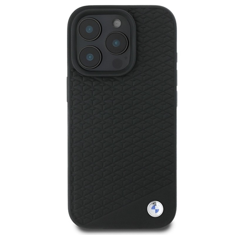Θήκη BMW Sign Leather Diamond Metal Logo Magsafe Case for iPhone 16 Pro Max (6.7") Black