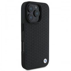 Θήκη BMW Sign Leather Diamond Metal Logo Magsafe Case for iPhone 16 Pro Max (6.7") Black
