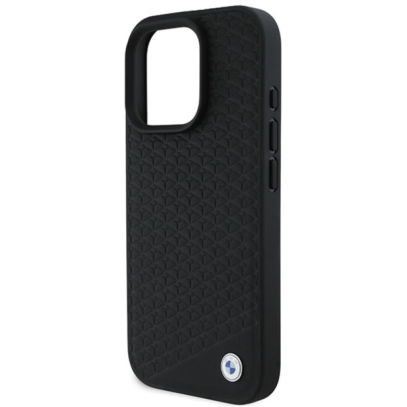 Θήκη BMW Sign Leather Diamond Metal Logo Magsafe Case for iPhone 16 Pro Max (6.7") Black
