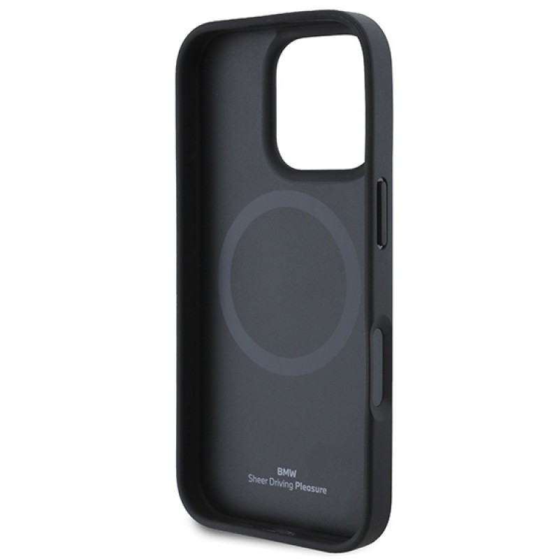 Θήκη BMW Sign Leather Diamond Metal Logo Magsafe Case for iPhone 16 Pro Max (6.7") Black