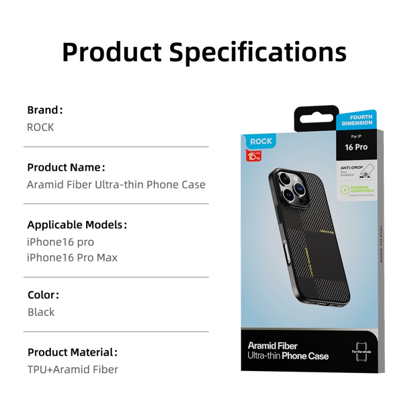 Θήκη Rock Ultra Thin Aramid Fiber Kevlar 600D Case Apple iPhone 16 Pro Max (6.7") Black