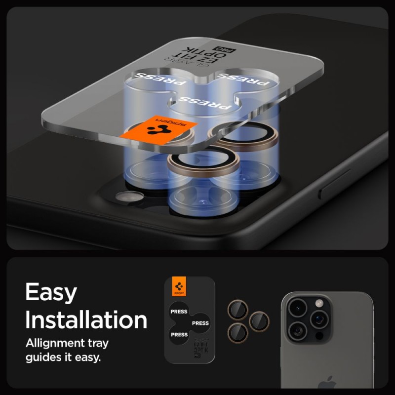 Γυαλί Προστασίας Spigen Optik.Tr Ez Fit Camera Lens Apple iPhone 16 Pro (6.1")/16 Pro Max (6.7") Desert Titanium (AGL08862)  (2τμχ)