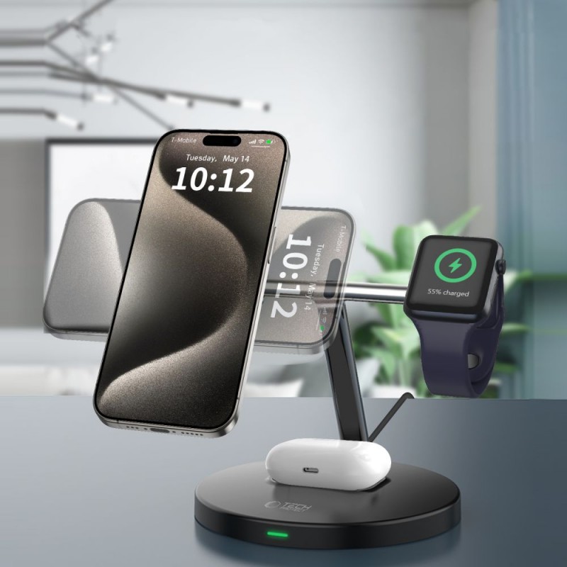 Ασύρματος Φορτιστής Tech-Protect A35 QI15W Magnetic Magsafe 3in1 Wireless Charger Black Ασύρματος Φορτιστής Tech-Protect A35 QI15W Magnetic Magsafe 3in1 Wireless Charger Black
