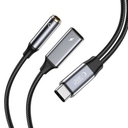 Καλώδιο Tech-Protect UltraBoost Cable Adapter Type-C to Mini Jack 3.5mm & Type-C 6A 60W Black