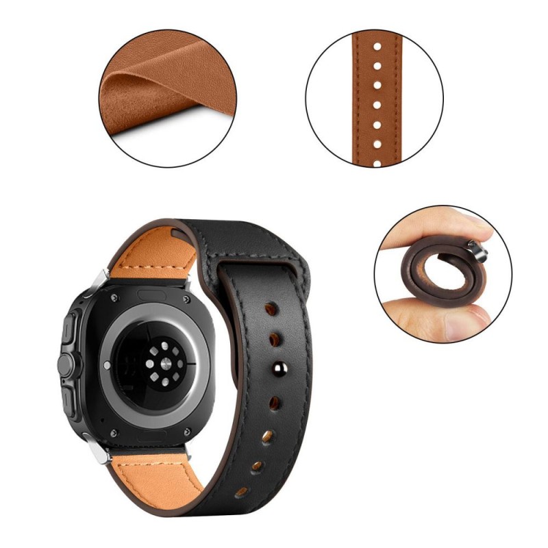 Ανταλλακτικό λουράκι Tech-Protect Leatherfit Samsung Galaxy Watch Ultra (47mm) Black Ανταλλακτικό λουράκι Tech-Protect Leatherfit Samsung Galaxy Watch Ultra (47mm) Black