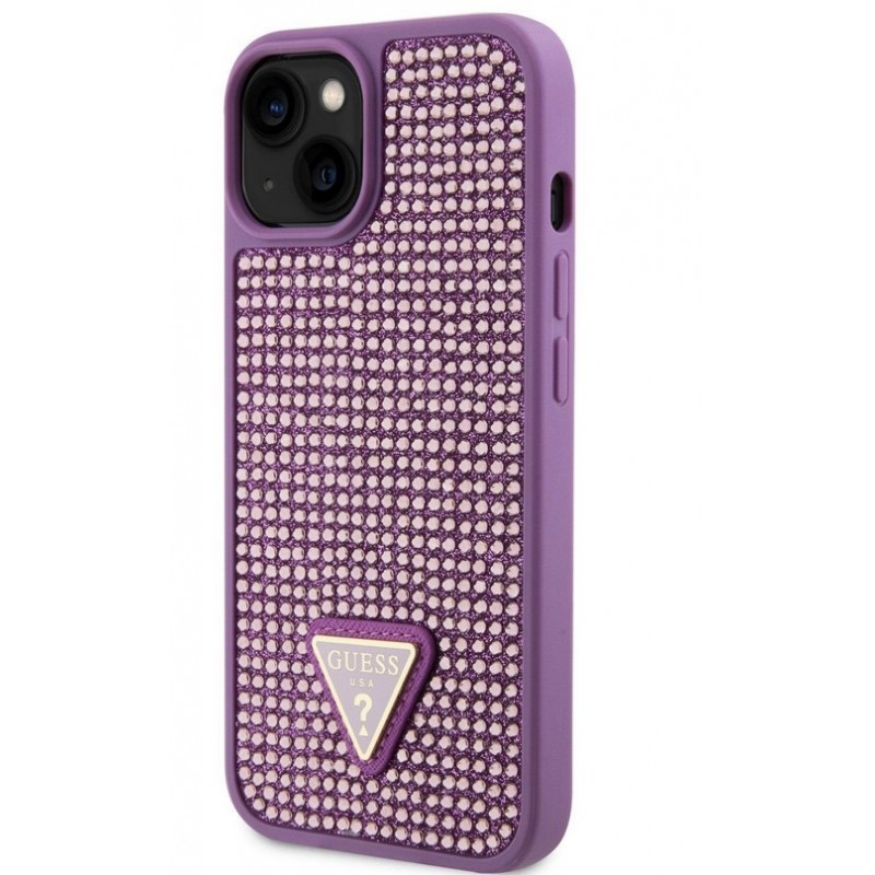 Θήκη Guess Rhinestones Triangle Metal Logo Case for iPhone 13 (6.1") Purple