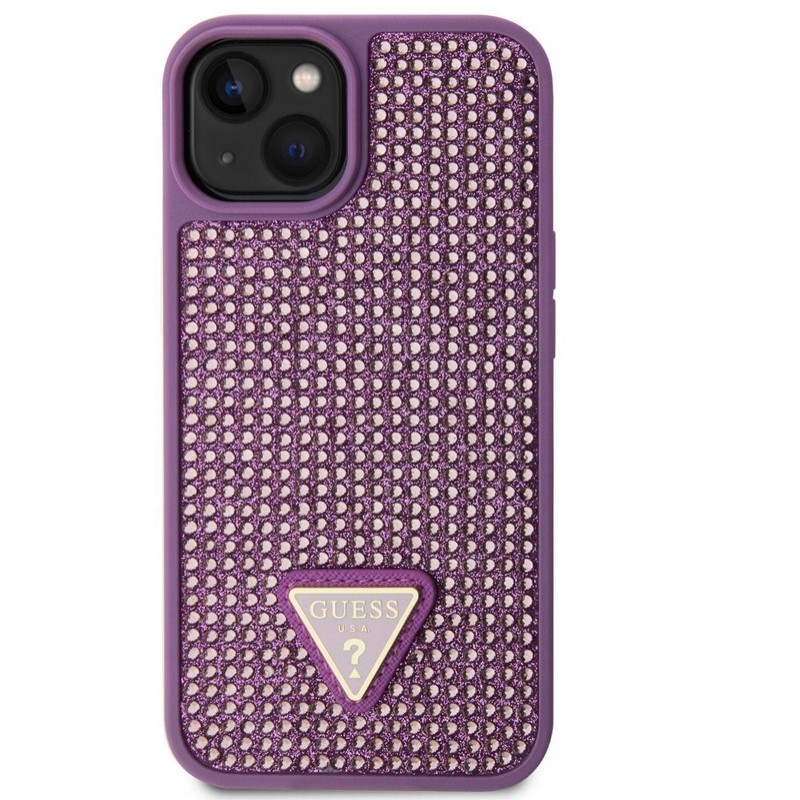 Θήκη Guess Rhinestones Triangle Metal Logo Case for iPhone 13 (6.1") Purple