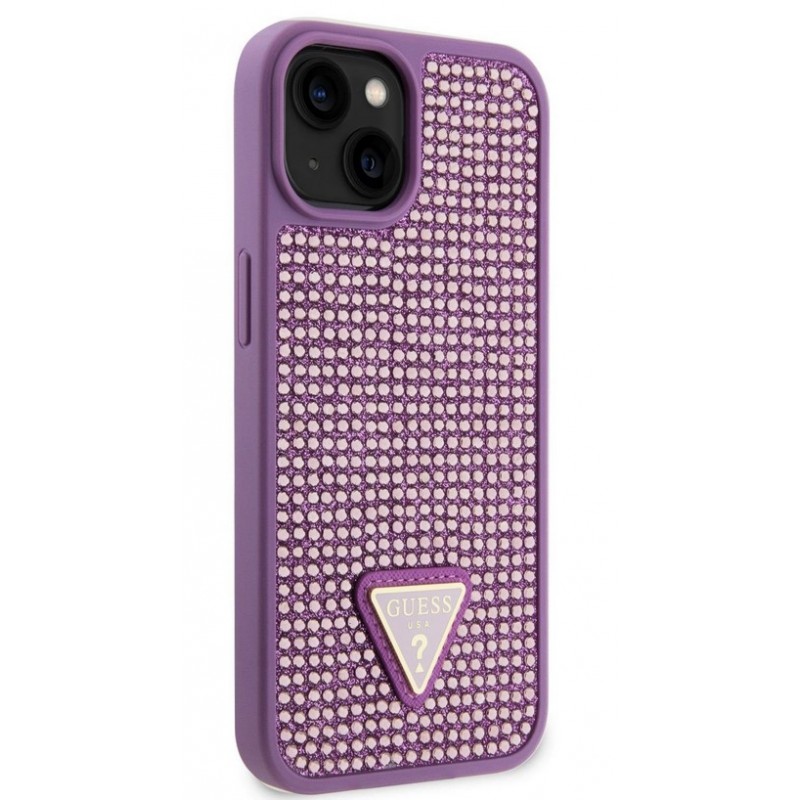 Θήκη Guess Rhinestones Triangle Metal Logo Case for iPhone 13 (6.1") Purple