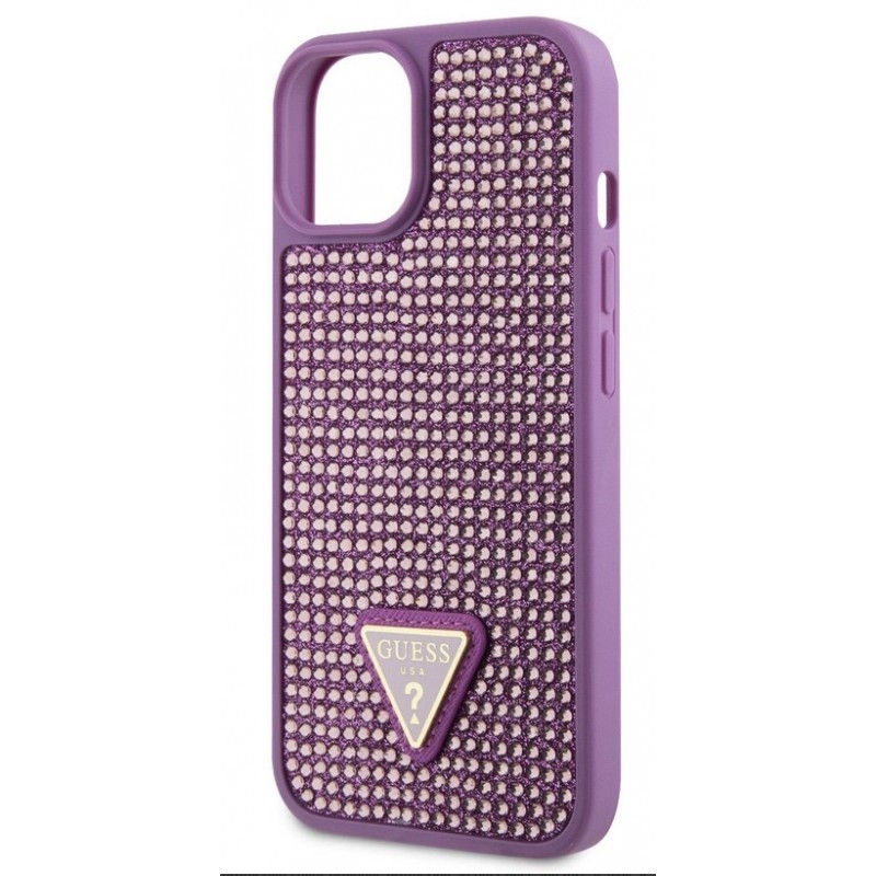 Θήκη Guess Rhinestones Triangle Metal Logo Case for iPhone 13 (6.1") Purple