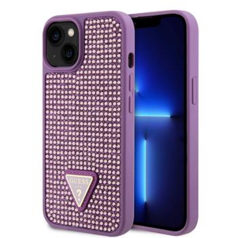 Θήκη Guess Rhinestones Triangle Metal Logo Case for iPhone 13 (6.1") Purple