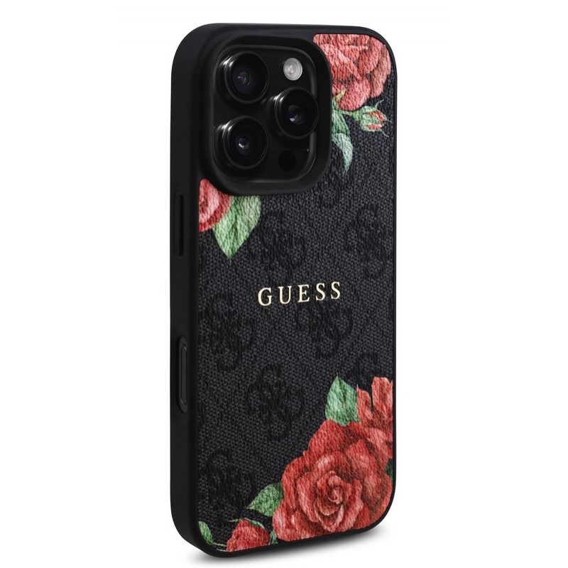 Θήκη Guess PU Leather 4G Roses MagSafe Case Apple iPhone 16 Pro Max (6.9") Black