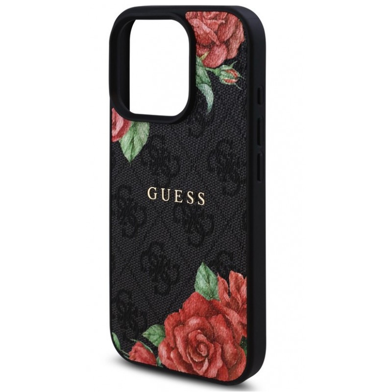 Θήκη Guess PU Leather 4G Roses MagSafe Case Apple iPhone 16 Pro Max (6.9") Black