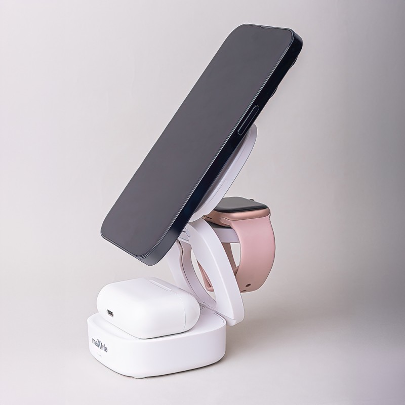 Ασύρματος Φορτιστής Maxlife  Magnetic Wireless Charger 3in1 15W MXWC-06 White