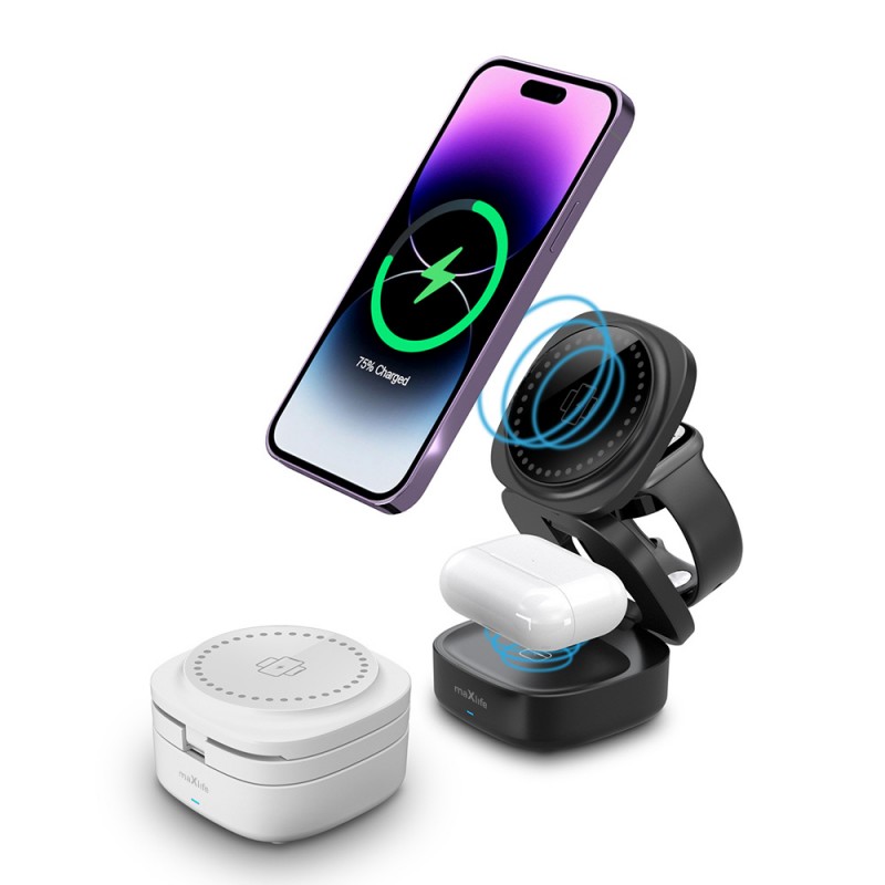 Ασύρματος Φορτιστής Maxlife  Magnetic Wireless Charger 3in1 15W MXWC-06 White