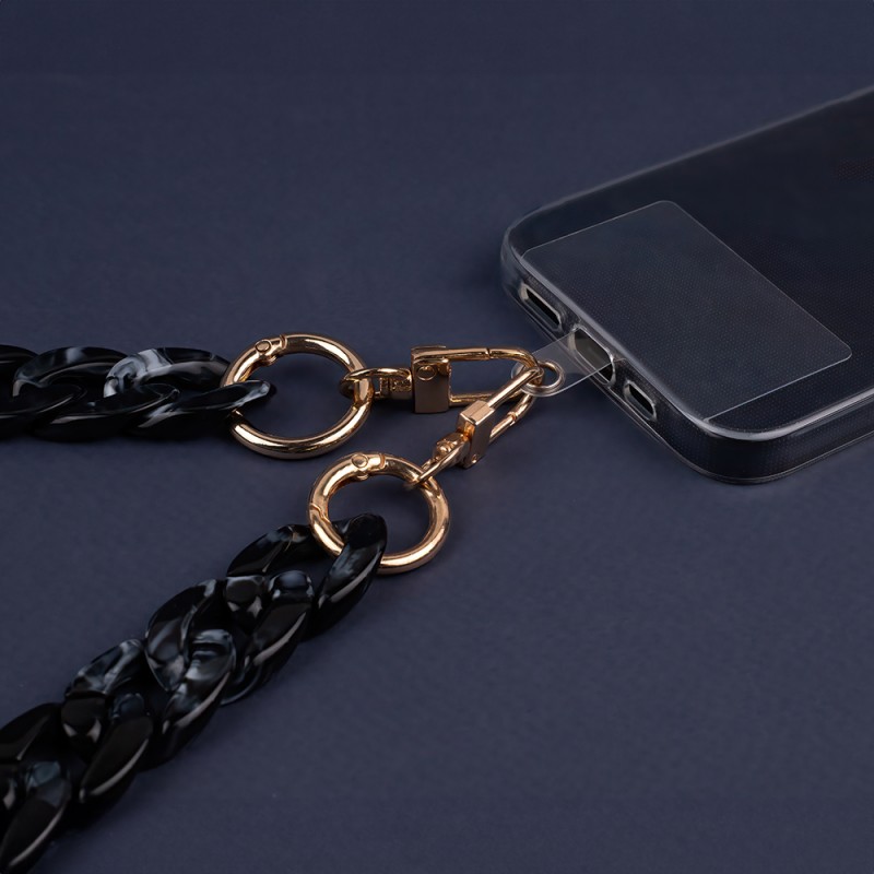 Λουράκι Λαιμού στήριξης Θήκης Smartphone Universal Phone Chain Mottled Black Λουράκι Λαιμού στήριξης Θήκης Smartphone Universal Phone Chain Mottled Black