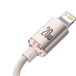 Καλώδιο Φόρτισης Baseus Crystal Shine Type-C to Lightning Cable 20W 2m Pink (CAJY001404)