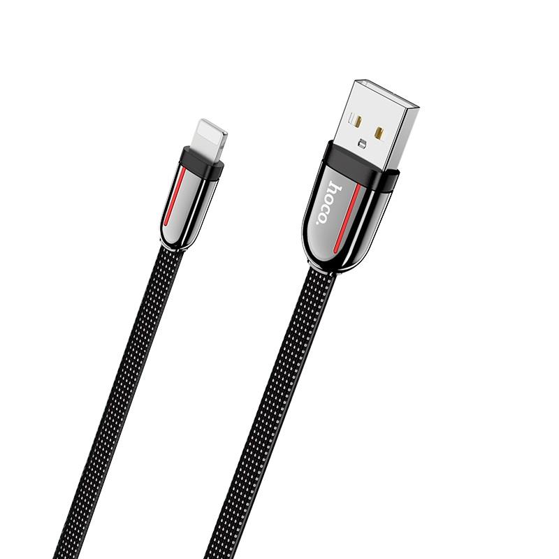 Καλώδιο Data Hoco Braided / Flat USB to Lightning Cable  U74 Grand Lightning 1.2m Black