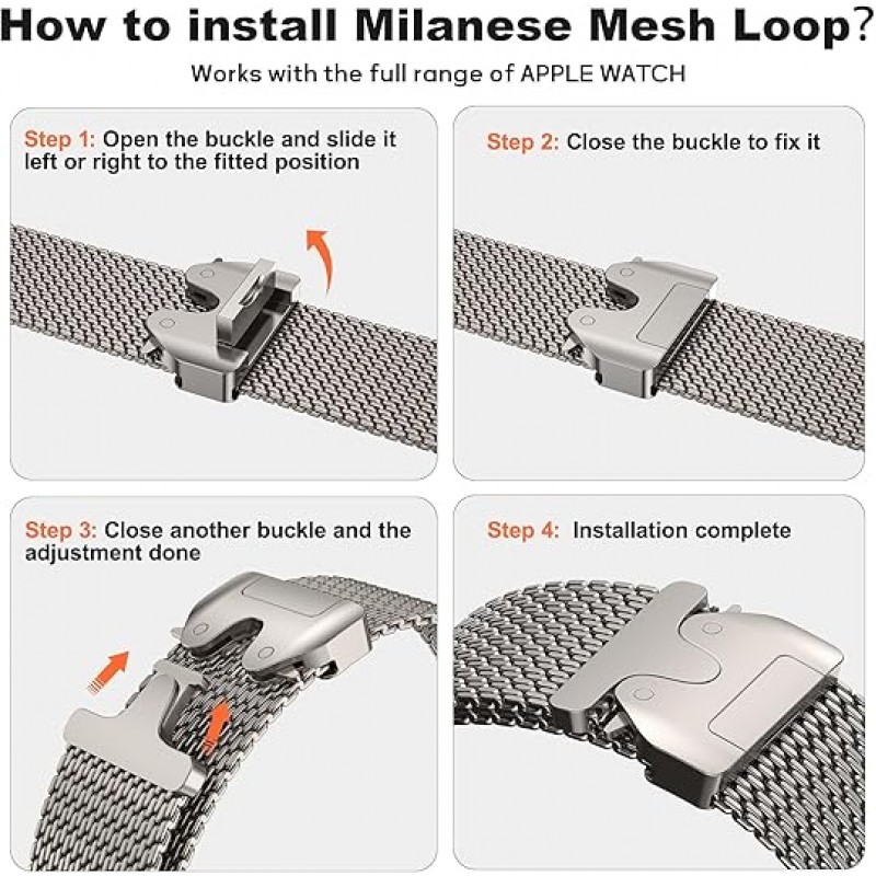 Ανταλλακτικό λουράκι QuickFit Milano Mesh Loop Apple Watch 1/2/3/4/5/6/SE/7/8 (42/44/45/49mm) Titanium Ανταλλακτικό λουράκι QuickFit Milano Mesh Loop Apple Watch 1/2/3/4/5/6/SE/7/8 (42/44/45/49mm) Titanium