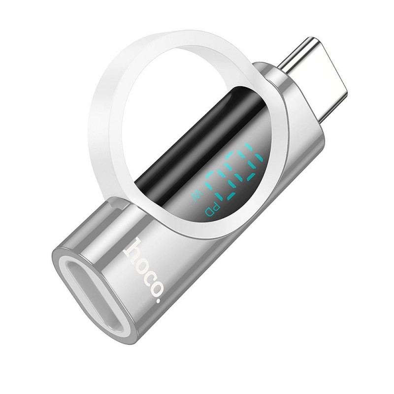 Αντάπτορας Hoco Adapter UA32 Type-C to Type-C with Digital Display 5A 100W Silver
