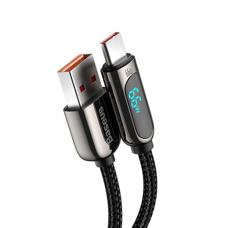 Καλώδιο Φόρτισης Baseus Display Braided USB 2.0 Cable USB to Type-C 66W 1m Black