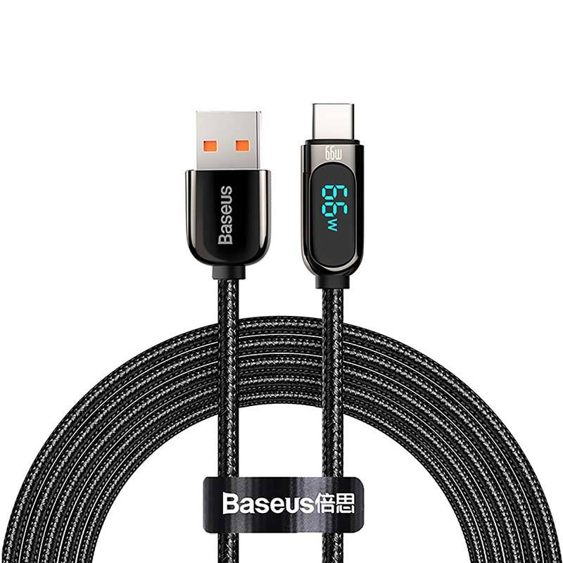 Καλώδιο Φόρτισης Baseus Display Braided USB 2.0 Cable USB to Type-C 66W 1m Black