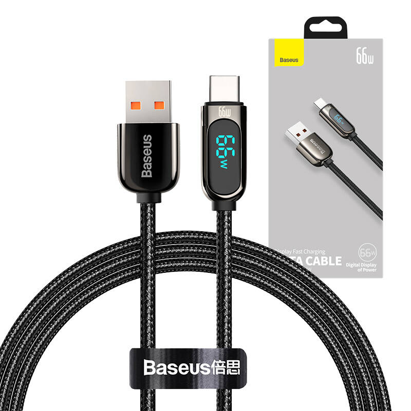 Καλώδιο Φόρτισης Baseus Display Braided USB 2.0 Cable USB to Type-C 66W 1m Black