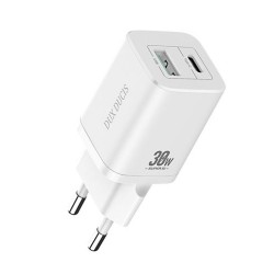 Φορτιστής Ταξιδιού DuxDucis Wall Charger C80 Super Si με Θύρα USB-A και Θύρα USB-C 30W QC 3.0 18W 3A White