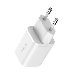 Φορτιστής Ταξιδιού DuxDucis Wall Charger C80 Super Si με Θύρα USB-A και Θύρα USB-C 30W QC 3.0 18W 3A White