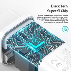 Φορτιστής Ταξιδιού DuxDucis Wall Charger C80 Super Si με Θύρα USB-A και Θύρα USB-C 30W QC 3.0 18W 3A White