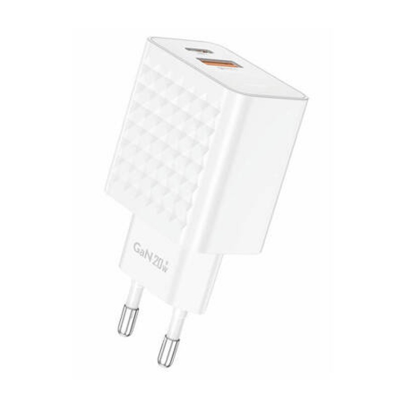 Φορτιστής Ταξιδιού Foneng Fast Charge EU42 USB-C & USB-A 20W White