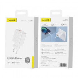 Φορτιστής Ταξιδιού Foneng Fast Charge EU42 USB-C & USB-A 20W White