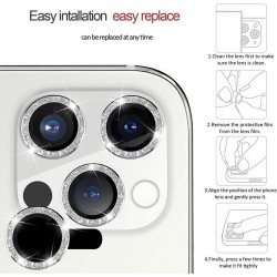 Γυαλί Προστασίας Hard Diamond Camera Lens with Metal Ring  Iphone 16 Pro (6.1'')/16 Pro Max (6.9") Tempered Glass 9H AntiCrash / AntiShock Black