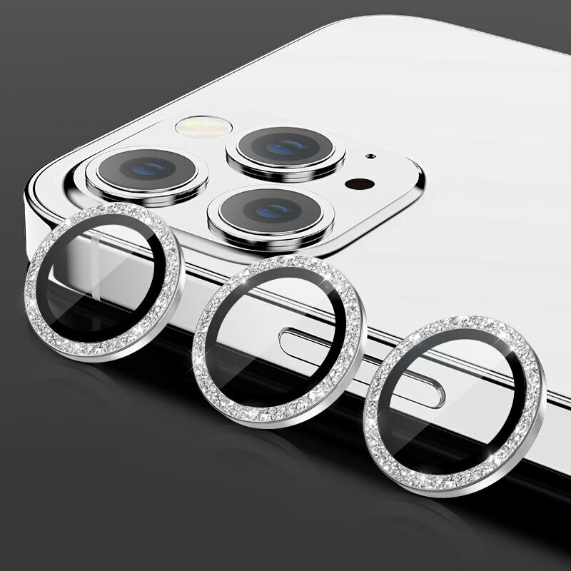 Γυαλί Προστασίας Hard Diamond Camera Lens with Metal Ring  Iphone 16 Pro (6.1'')/16 Pro Max (6.9") Tempered Glass 9H AntiCrash / AntiShock Silver