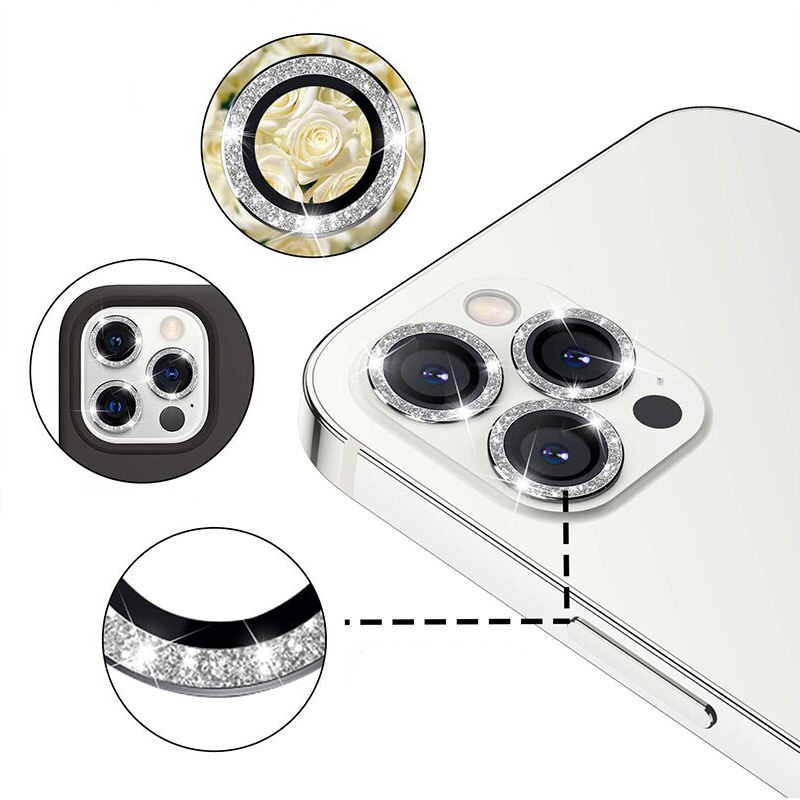 Γυαλί Προστασίας Hard Diamond Camera Lens with Metal Ring  Iphone 16 Pro (6.1'')/16 Pro Max (6.9") Tempered Glass 9H AntiCrash / AntiShock Silver