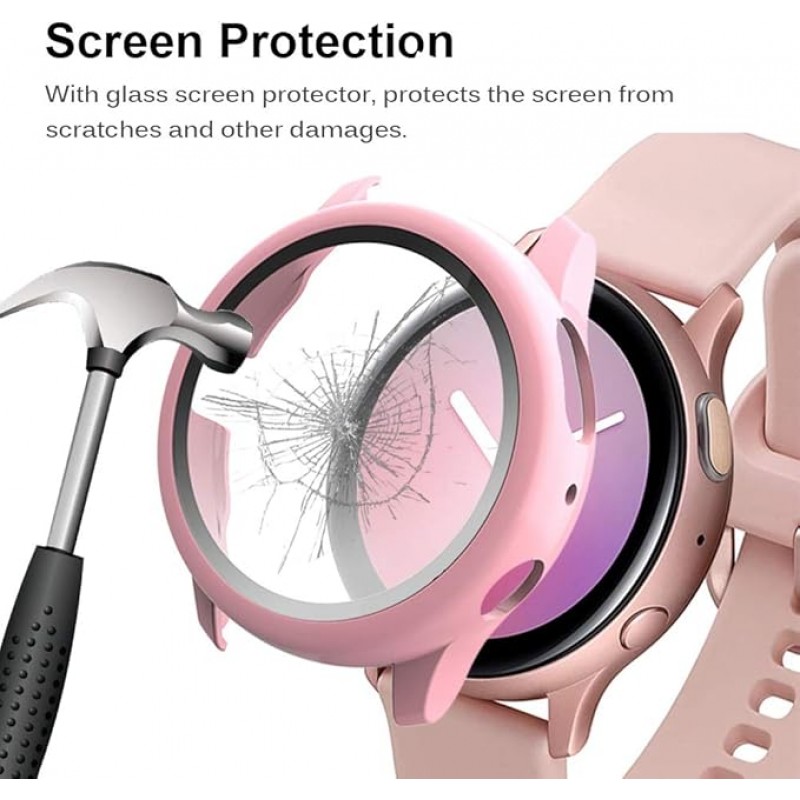 Θήκη PC Full Glass Screen Protector Samsung Galaxy Watch Active2 (44mm) Pink