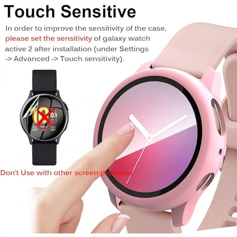 Θήκη PC Full Glass Screen Protector Samsung Galaxy Watch Active2 (44mm) Pink
