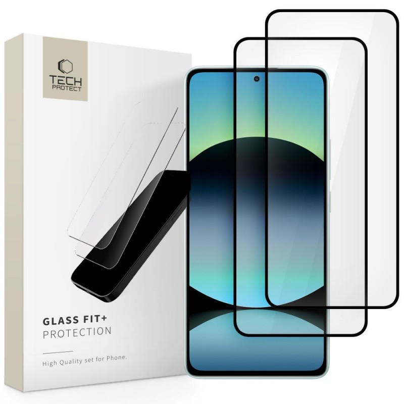 Γυαλί Προστασίας Tech-Protect Glass Fit 2-Pack Xiaomi Poco F7 5G Full Glue 9H Full Screen Cover AntiCrash / AntiShock Black