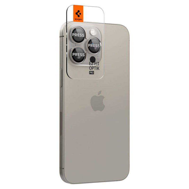 Γυαλί Προστασίας Spigen Optik. Pro Glass Tr Ez Fit Camera Lens Apple iPhone 16 Pro (6.1")/16 Pro Max (6.7") Natural Titanium (AGL07163)  (2τμχ)