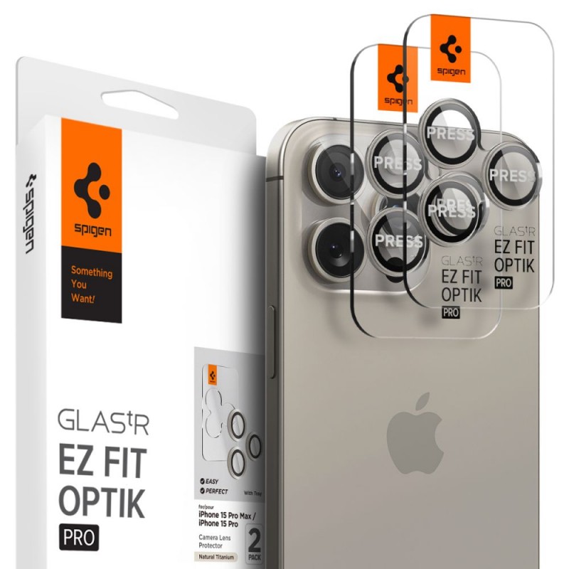 Γυαλί Προστασίας Spigen Optik. Pro Glass Tr Ez Fit Camera Lens Apple iPhone 16 Pro (6.1")/16 Pro Max (6.7") Natural Titanium (AGL07163)  (2τμχ)