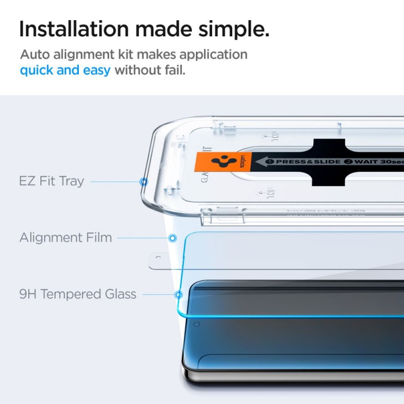 Γυαλί Προστασίας Spigen Glass EZ FIT FC 2-Pack Samsung Galaxy S24 / S25 Full Screen Cover Black (AGL07440)