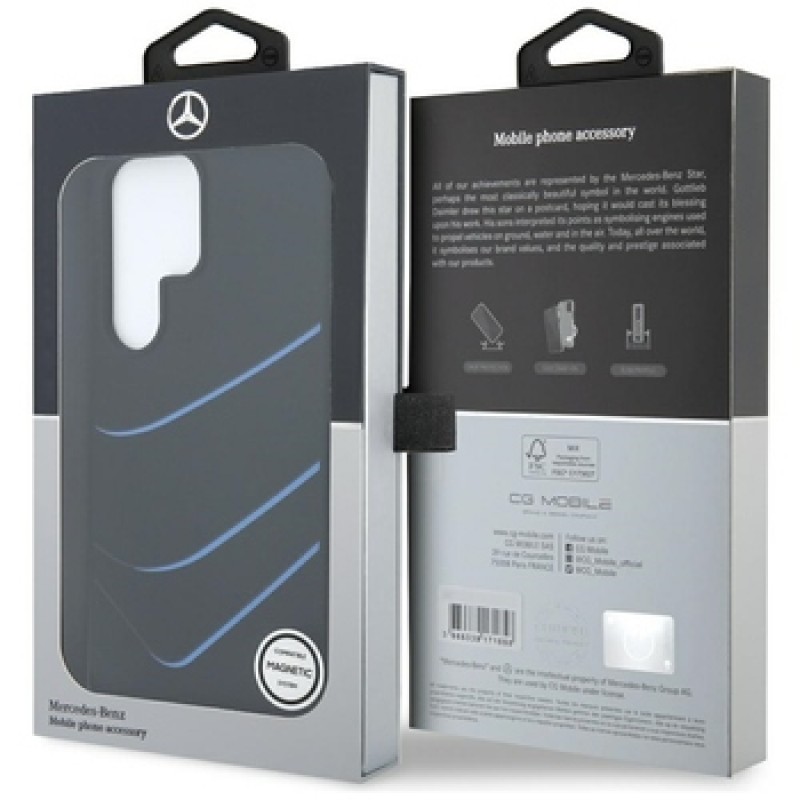 Θήκη Mercedes Silicone Contrasted Curves MagSafe for Samsung Galaxy S25 Ultra black 