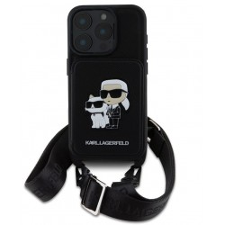 Θήκη Karl Lagerfeld Saffiano Crossbody Strap Karl and Choupette Case Apple iPhone 16 Pro Max (6.9") Black