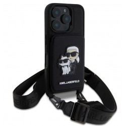 Θήκη Karl Lagerfeld Saffiano Crossbody Strap Karl and Choupette Case Apple iPhone 16 Pro Max (6.9") Black