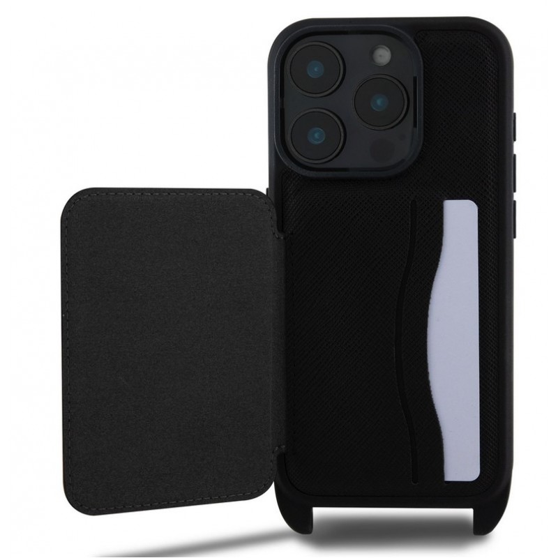 Θήκη Karl Lagerfeld Saffiano Crossbody Strap Karl and Choupette Case Apple iPhone 16 Pro Max (6.9") Black