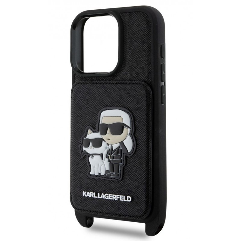 Θήκη Karl Lagerfeld Saffiano Crossbody Strap Karl and Choupette Case Apple iPhone 16 Pro Max (6.9") Black