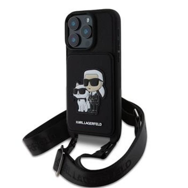 Θήκη Karl Lagerfeld Saffiano Crossbody Strap Karl and Choupette Case Apple iPhone 16 Pro Max (6.9") Black