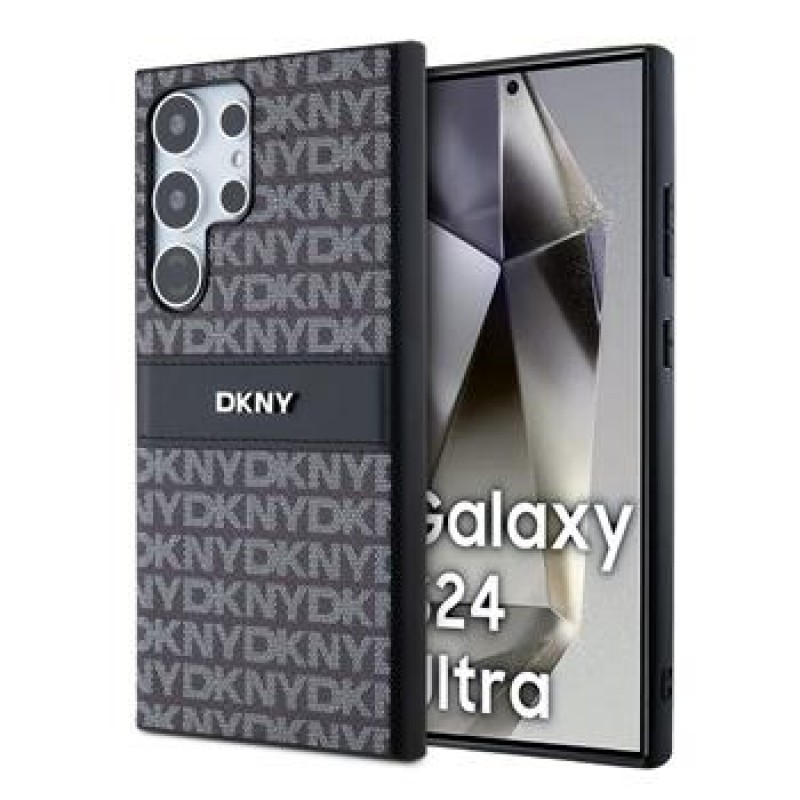 Θήκη DKNY PU Leather Repeat Pattern Tonal Stripe Case Samsung Galaxy S24 Ultra 5G S928 Black
