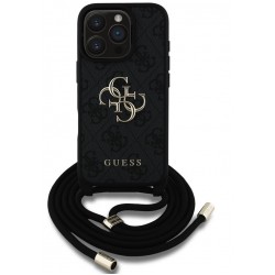 Θήκη Guess PU 4G Metal Logo Crossbody Strap Case for iPhone 16 Pro Max (6.9") Black
